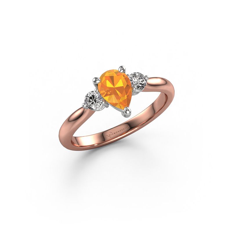 Engagement ring Lieselot PER 585 rose gold citrin 7x5 mm