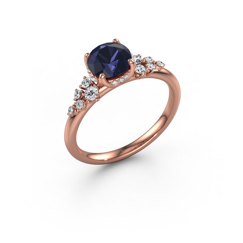 Verlovingsring Emma RND 585 rosé goud saffier 6.5 mm