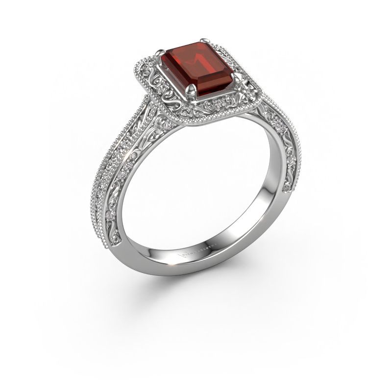 Verlobungsring Alice EME 950 Platin Granat 7x5 mm