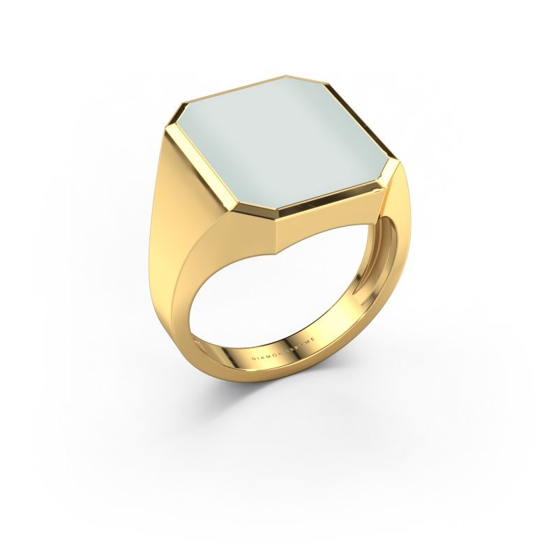 Chevalière Lars 5 light 585 or jaune nicolo verte 16x13 mm