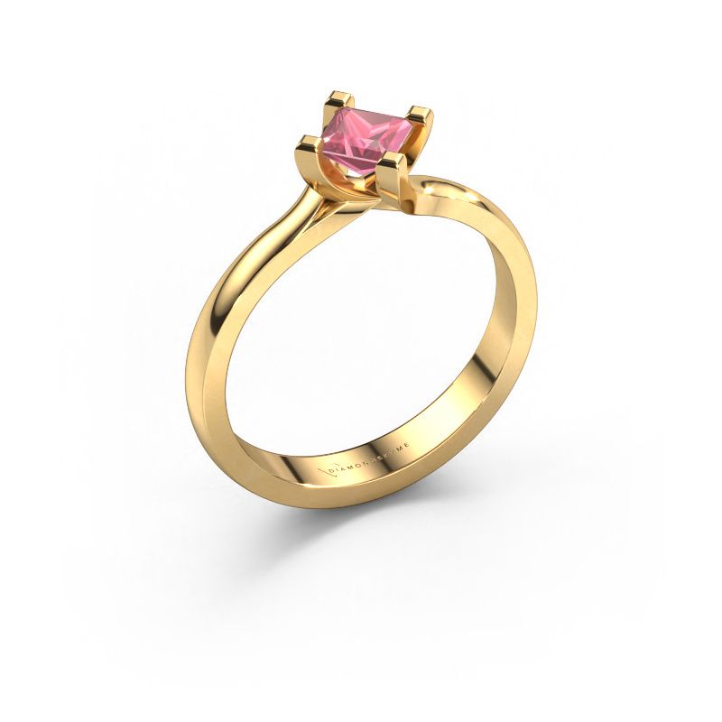 Engagement ring Dewi Square 585 gold tourmaline pink 4 mm