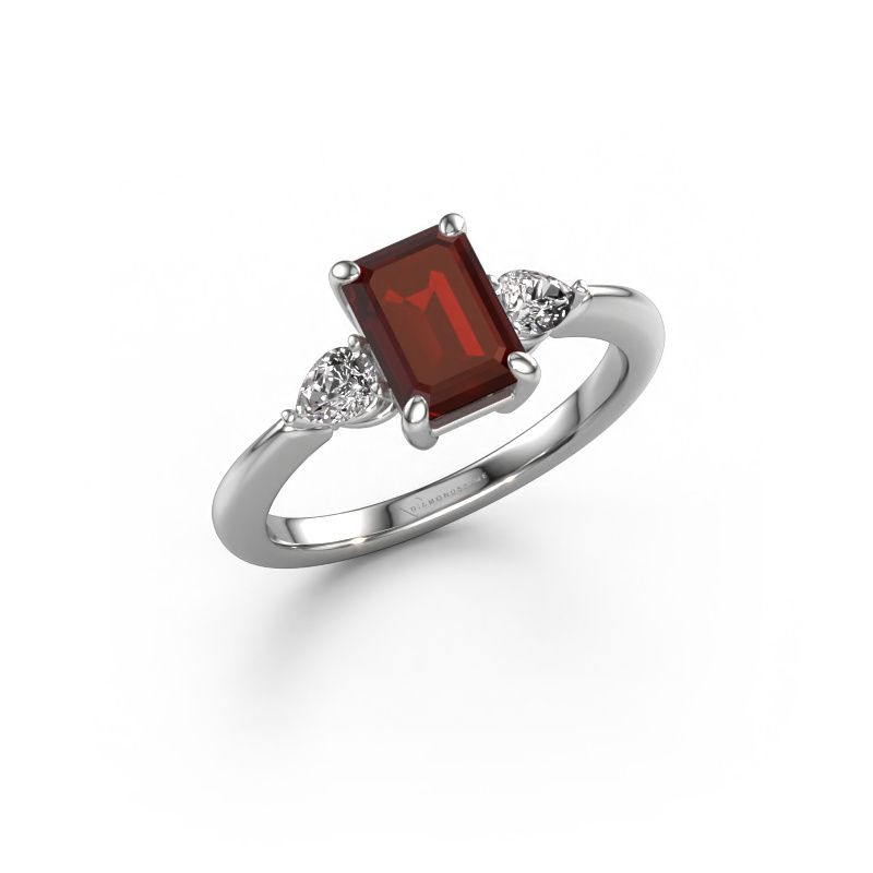 Verlobungsring Chanou EME 585 Weißgold Granat 7.5x5.5 mm