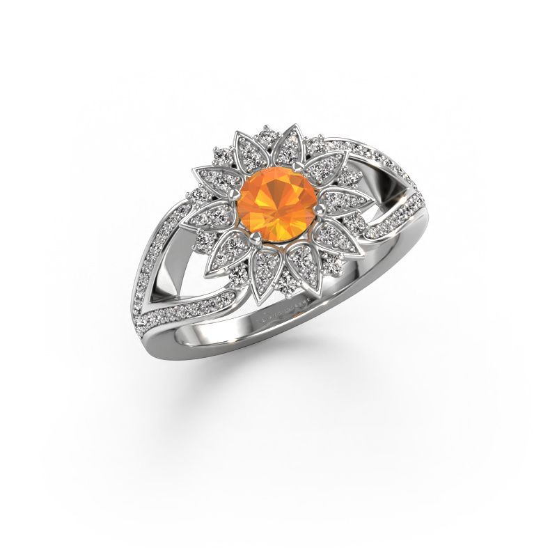 Bague Chasidy 2 585 or blanc citrine 5 mm