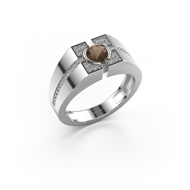 Herren ring Thijmen 950 Platin Rauchquarz 5 mm
