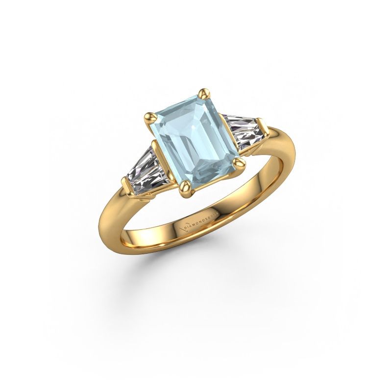 Engagement ring Kina EME 585 gold aquamarine 8x6 mm