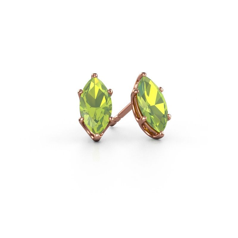 Clous d'oreilles Sam MRQ 585 or rose péridot 10x5 mm