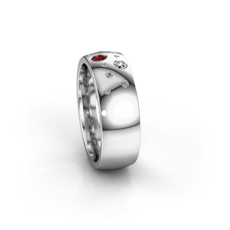 Afbeelding van Trouwring WH0141L26BP 585 witgoud granaat ±7x2 mm