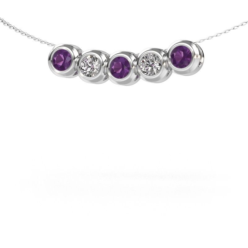 Necklace Kim 5 585 white gold amethyst 4 mm