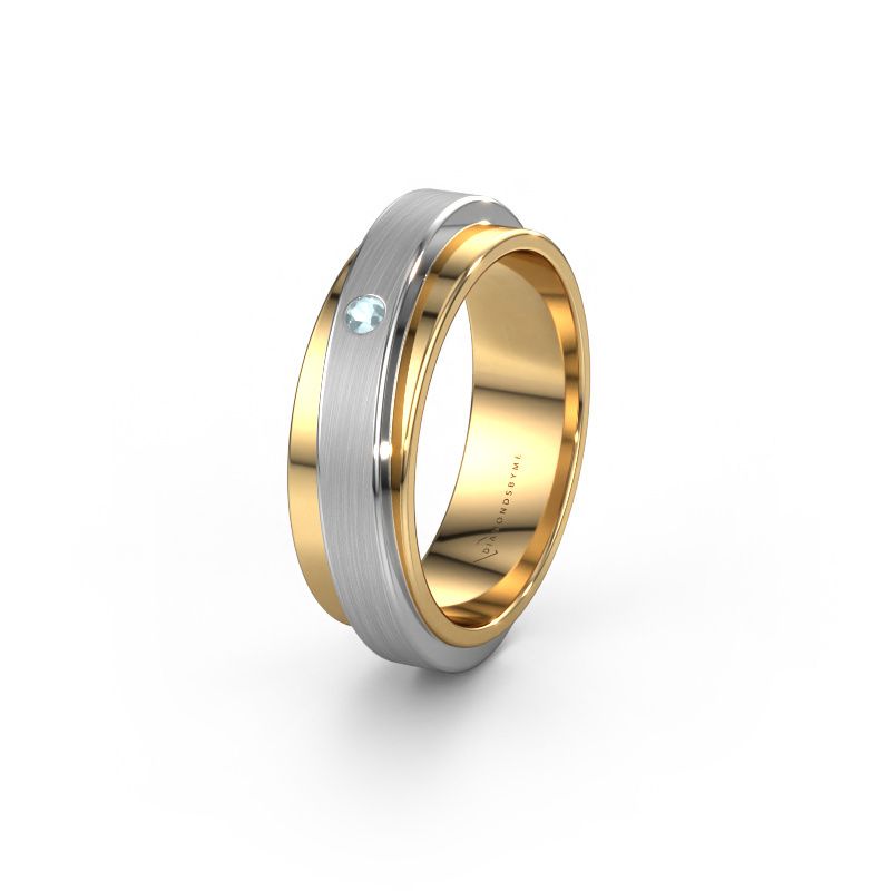 Weddings ring WH2220L16D 585 gold aquamarine ±6x2.2 mm