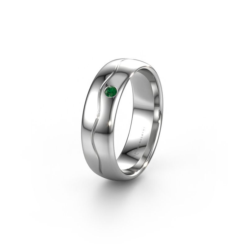 Wedding ring WH0701L36AP 950 platinum emerald ±6x1.7 mm
