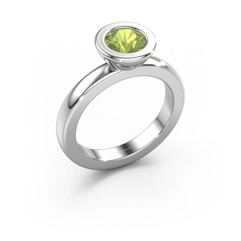 Stacking ring Eloise Round 585 white gold peridot 6 mm