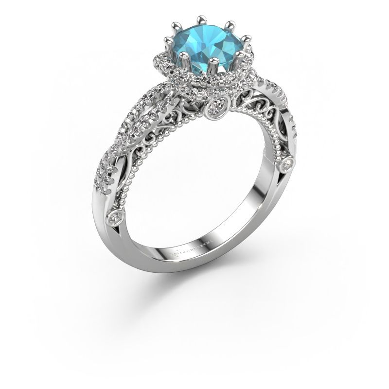 Verlovingsring Lysanne 950 platina blauw topaas 6.5 mm