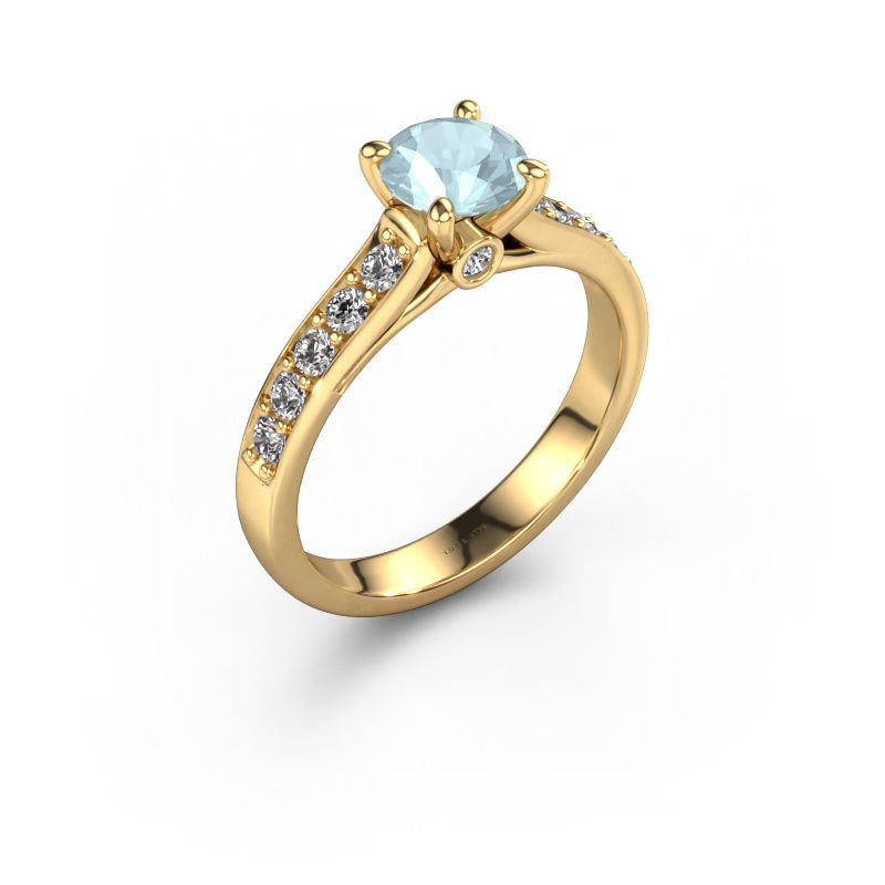 Engagement ring Valorie RND 2 585 gold aquamarine 6.5 mm