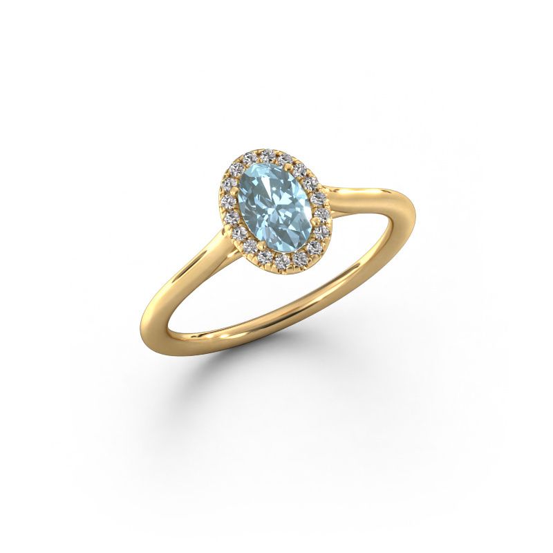 Engagement ring Seline ovl 1 585 gold blue lab grown diamond 6x4 mm