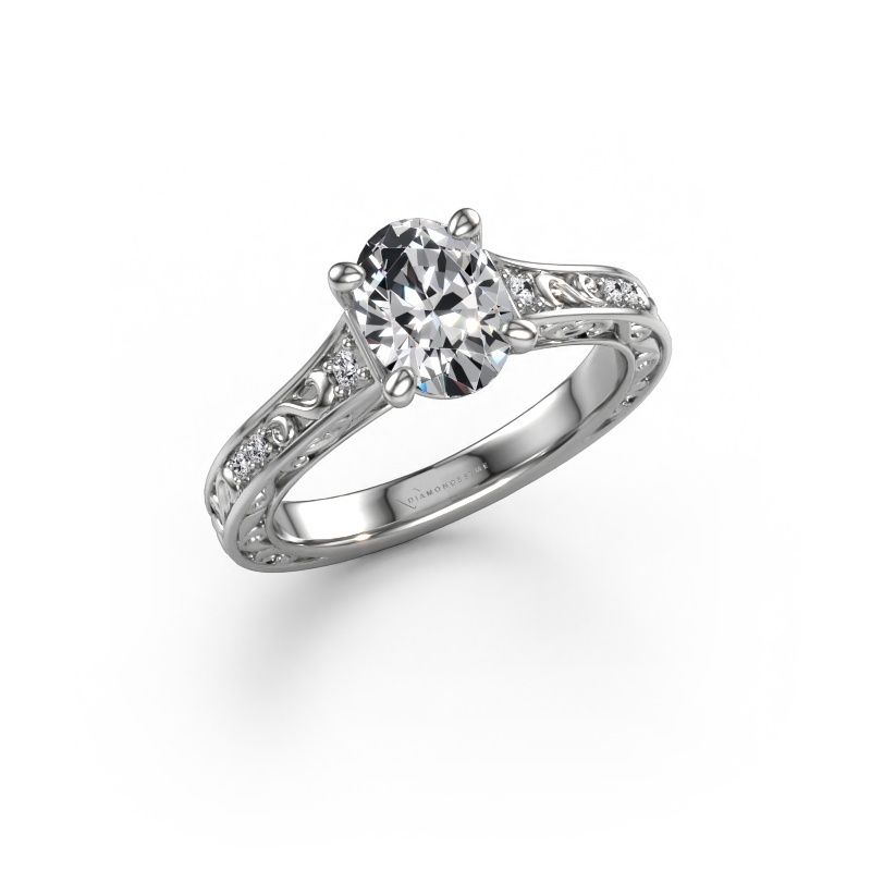 Engagement ring Mallory OVL 585 white gold lab grown diamond 1.10 crt