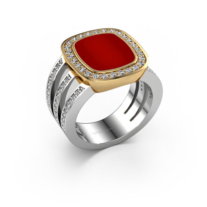 Siegelring Tijn 585 Weißgold Karneol 13x11 mm