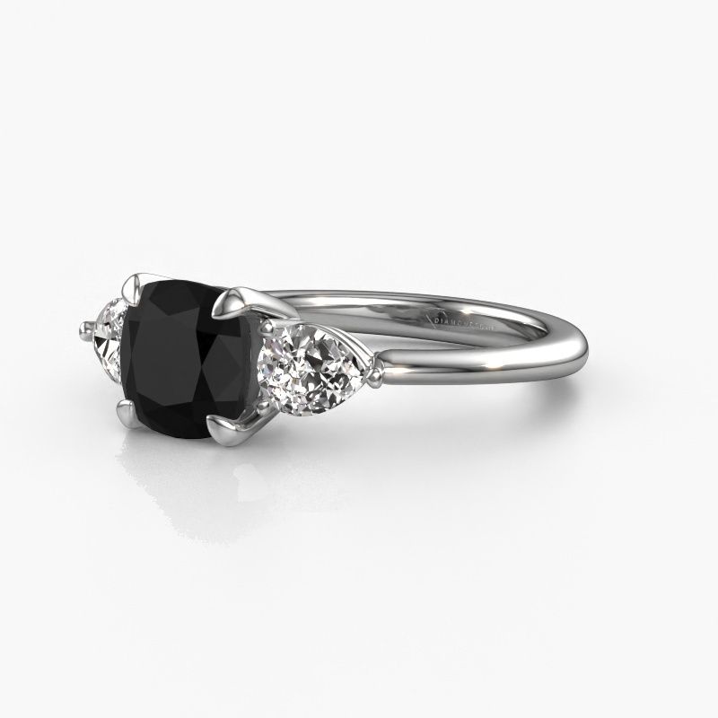Afbeelding van Verlovingsring Chanou Cus<br/>585 witgoud<br/>Zwarte Diamant 3.100 Crt
