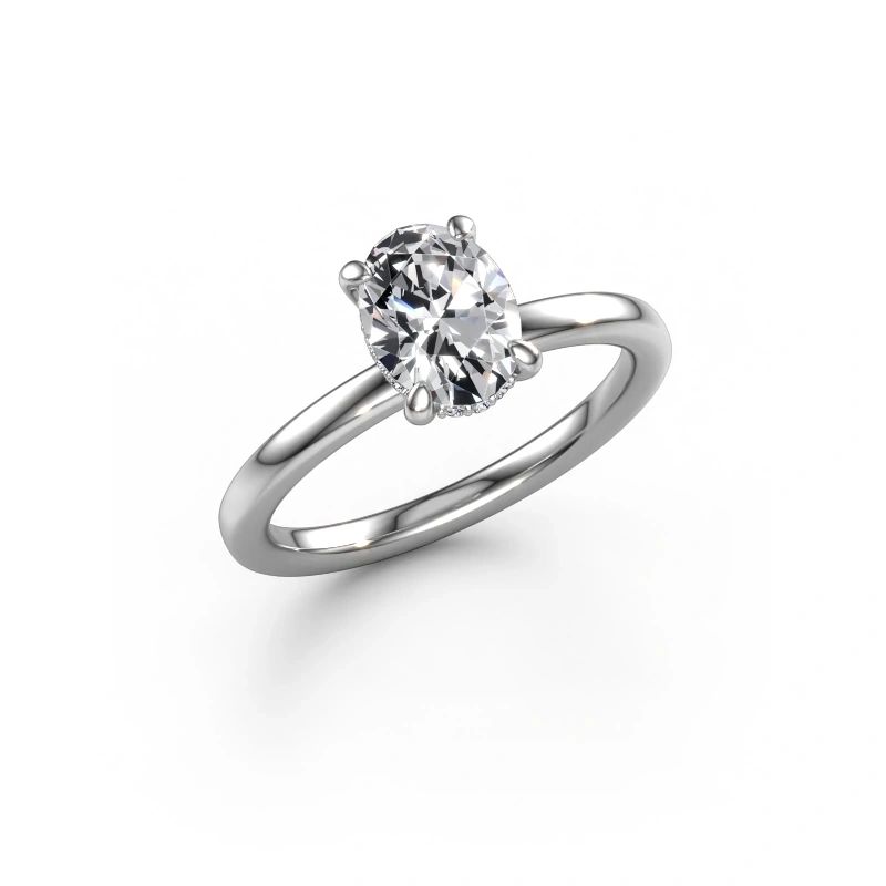 Engagement ring Simone OVL 2 585 white gold lab-grown diamond 1.17 crt