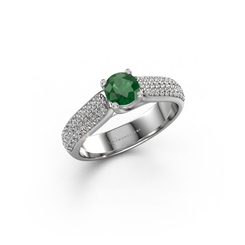 Engagement ring Leoness 585 white gold emerald 5 mm