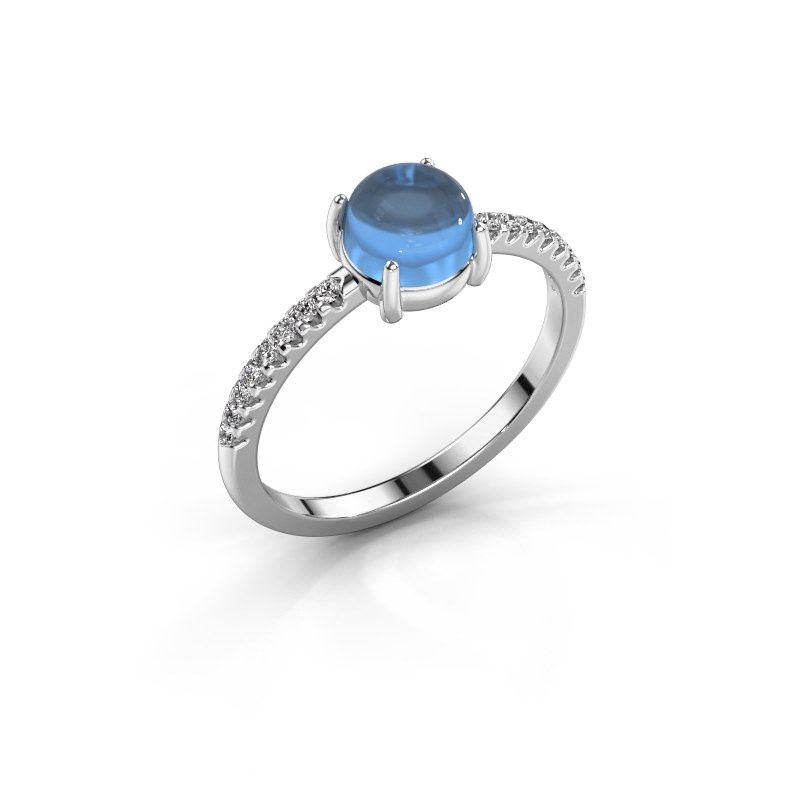 Afbeelding van Ring Cathie 585 witgoud blauw topaas 6 mm