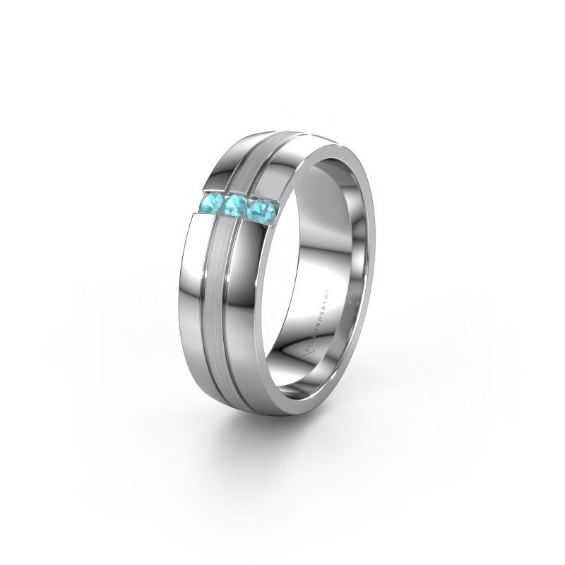 Wedding ring WH0426L26A 950 platinum blue topaz ±6x1.7 mm