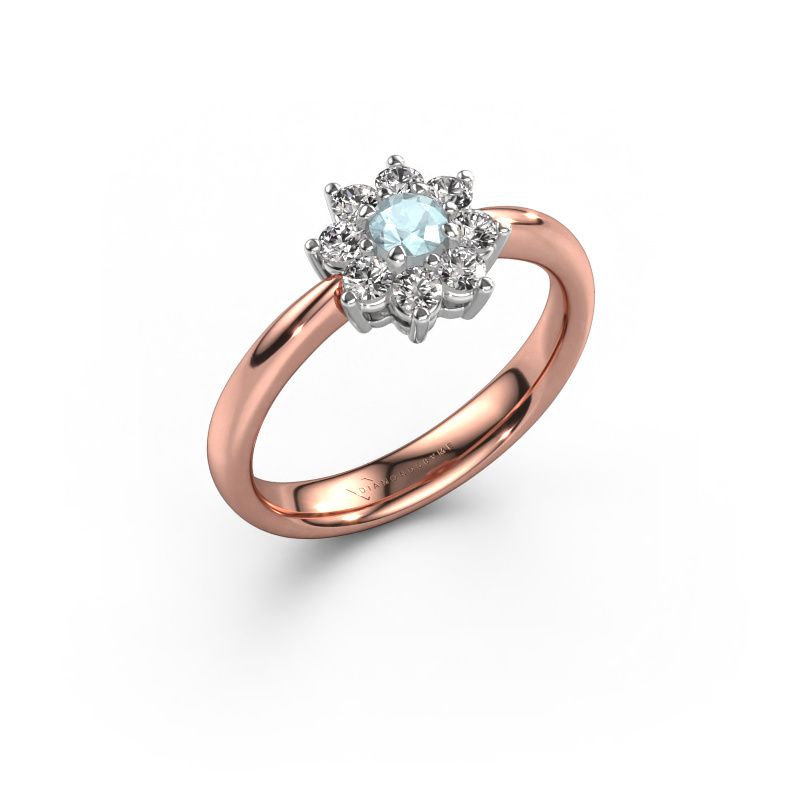 Verlobungsring Camille 1 585 Roségold Aquamarin 3.4 mm