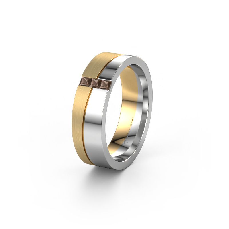 Trouwring WH0906L16A 585 witgoud rookkwarts ±6x1.7 mm
