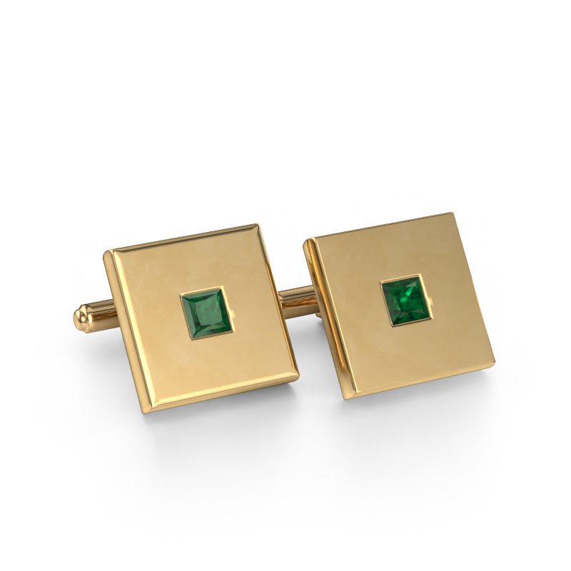 Boutons de manchettes Givanti 585 or jaune emeraude 4 mm