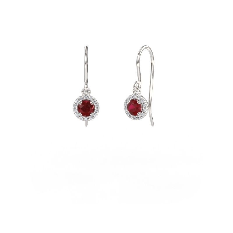 Earrings Seline rnd 2 950 platinum ruby 4 mm