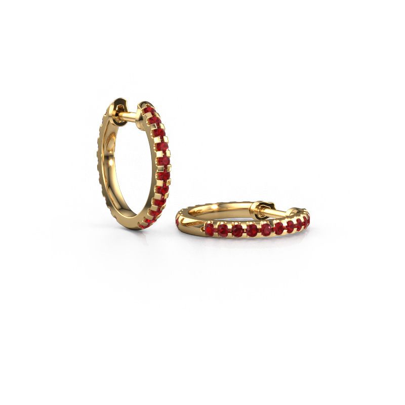 Hoop earrings Jackie 12.5 mm A 585 gold ruby 1.5 mm