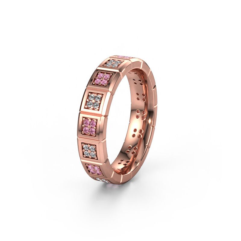 Trouwring WH2056L15DP 585 rosé goud roze saffier ±5x2.4 mm