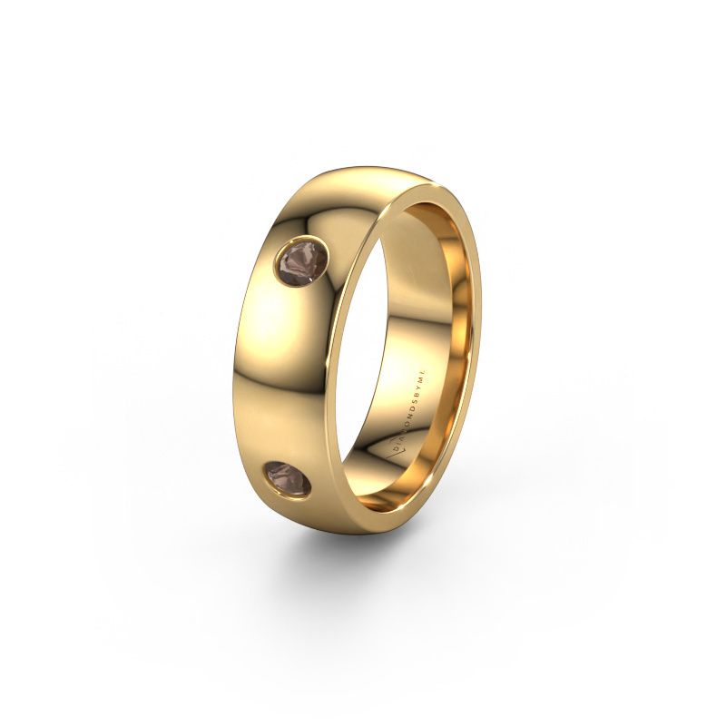 Wedding ring WH0104L26BP 585 gold smokey quartz ±6x2 mm
