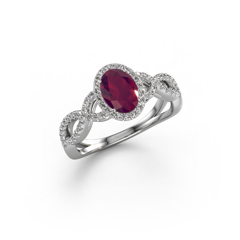 Engagement ring Dionne ovl 950 platinum rhodolite 7x5 mm