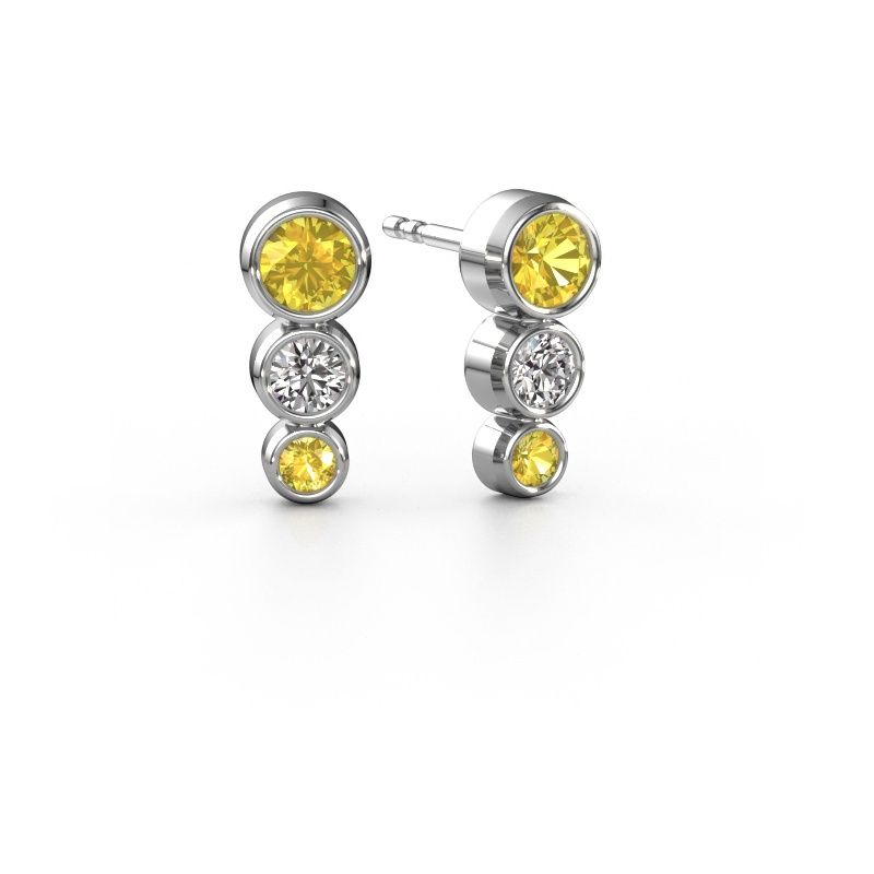 Stud earrings Linda 585 white gold yellow sapphire 3 mm