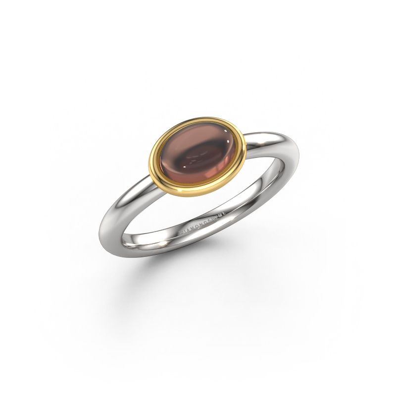 Ring Blossom OVL 585 white gold smokey quartz 7x5 mm