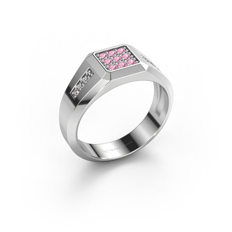 Pinkring Bas 950 platina roze saffier 1.7 mm