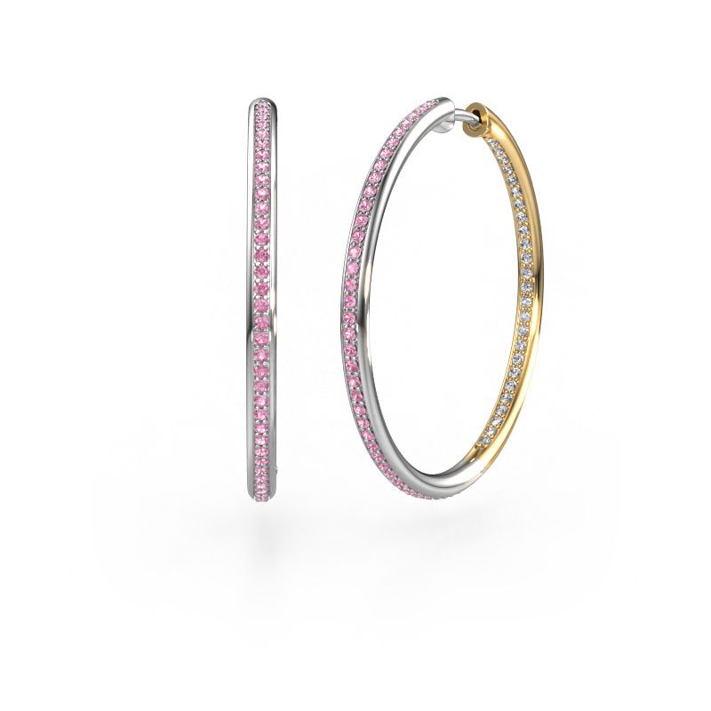 Creole Sina 30mm 585 Weißgold Pink Saphir 1.1 mm