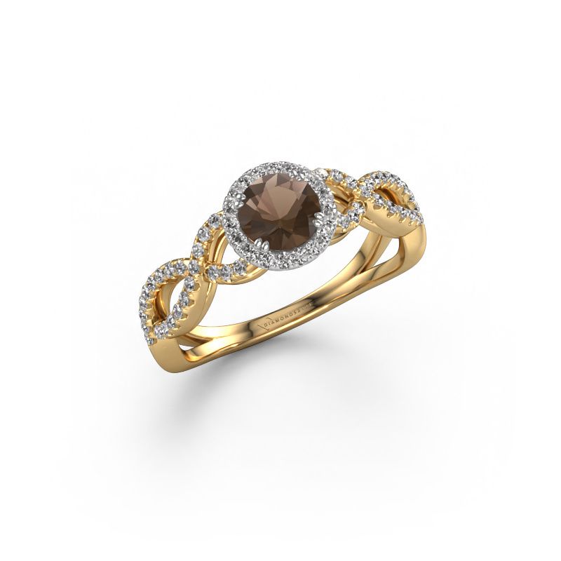 Engagement ring Dionne rnd 585 gold smokey quartz 5 mm