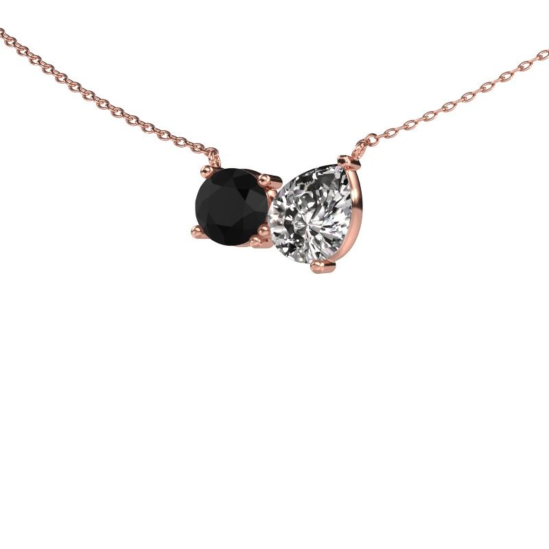 Anhänger Toi et Moi RND PER 585 Roségold Schwarz Diamant 2.80 crt