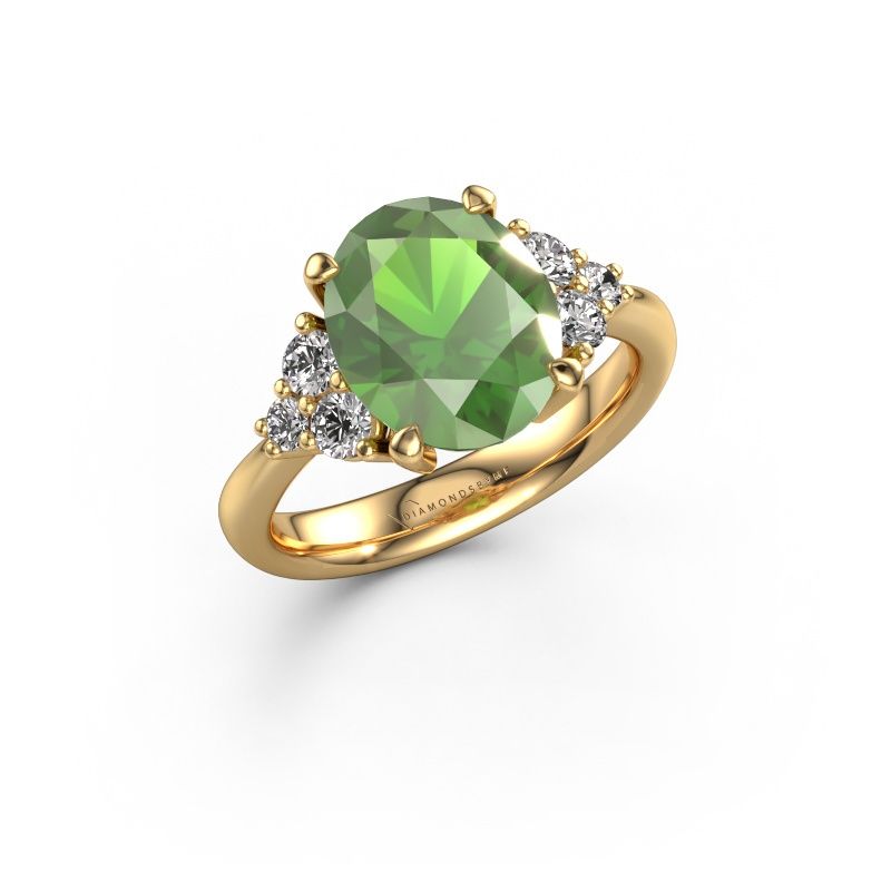 Bague de fiançailles Aleida OVL 1 585 or jaune vert tourmaline 9x7 mm
