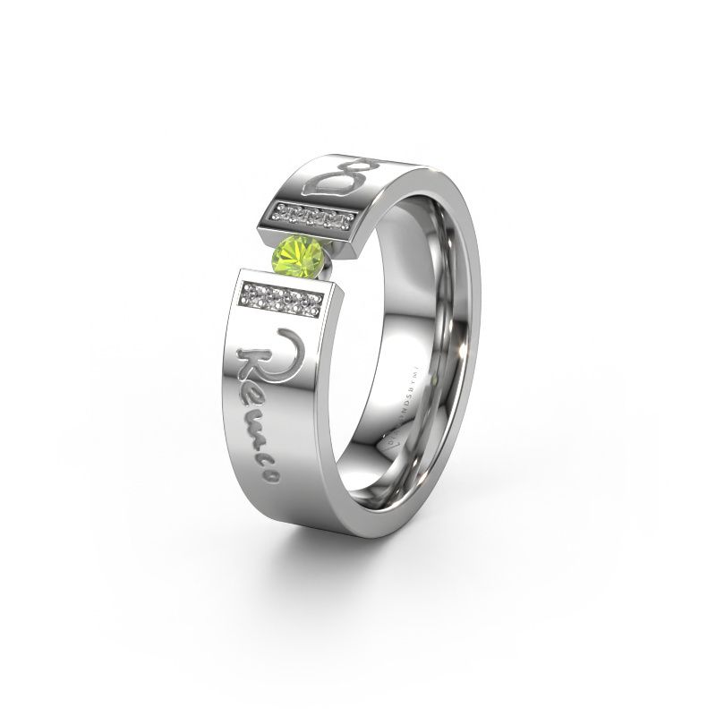 Wedding ring WH2094L16C 950 platinum ±6x2.2 mm peridot