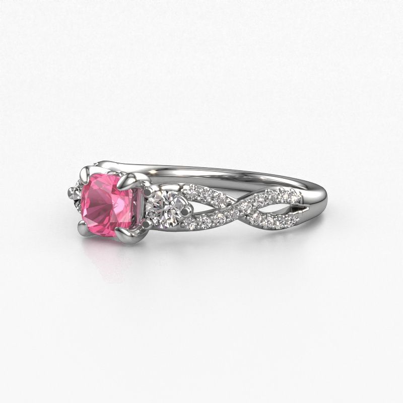 Image of Engagement Ring Marilou Cus<br/>585 white gold<br/>Pink sapphire 5 mm