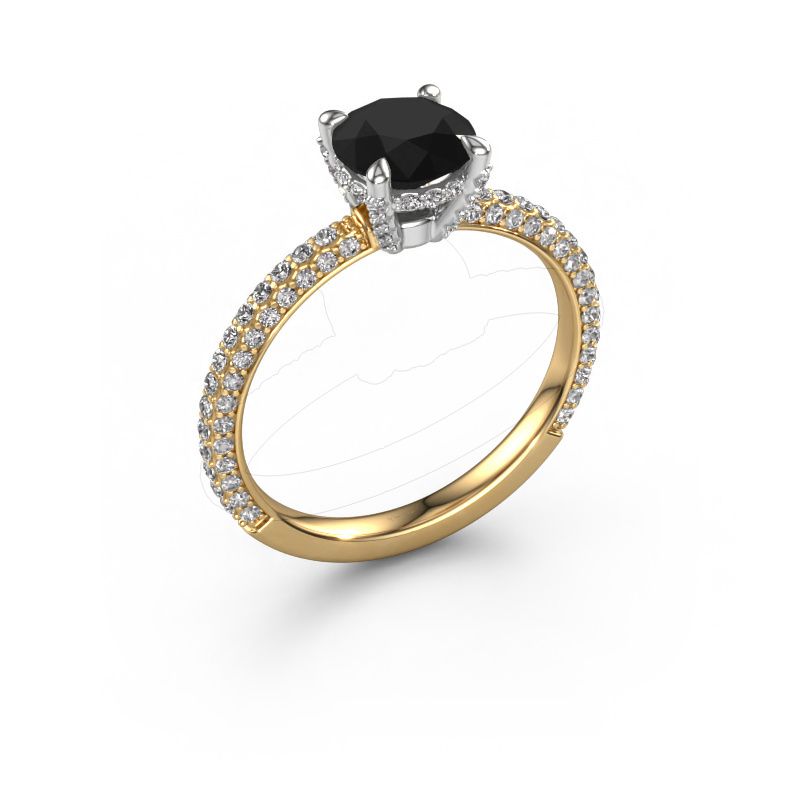Engagement ring Saskia RND 2 585 gold black diamond 2.564 crt