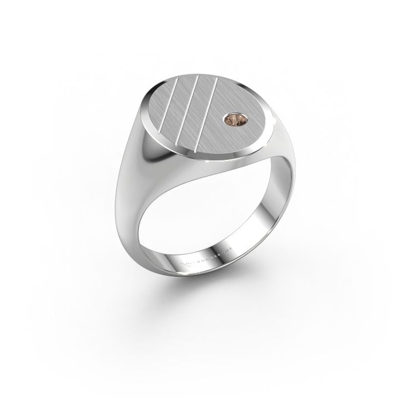 Signet ring Wesley 4 950 platinum brown diamond 0.06 crt