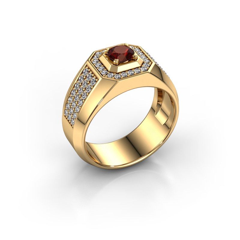 Image of Men's ring pavan<br/>375 gold<br/>Garnet 5 mm