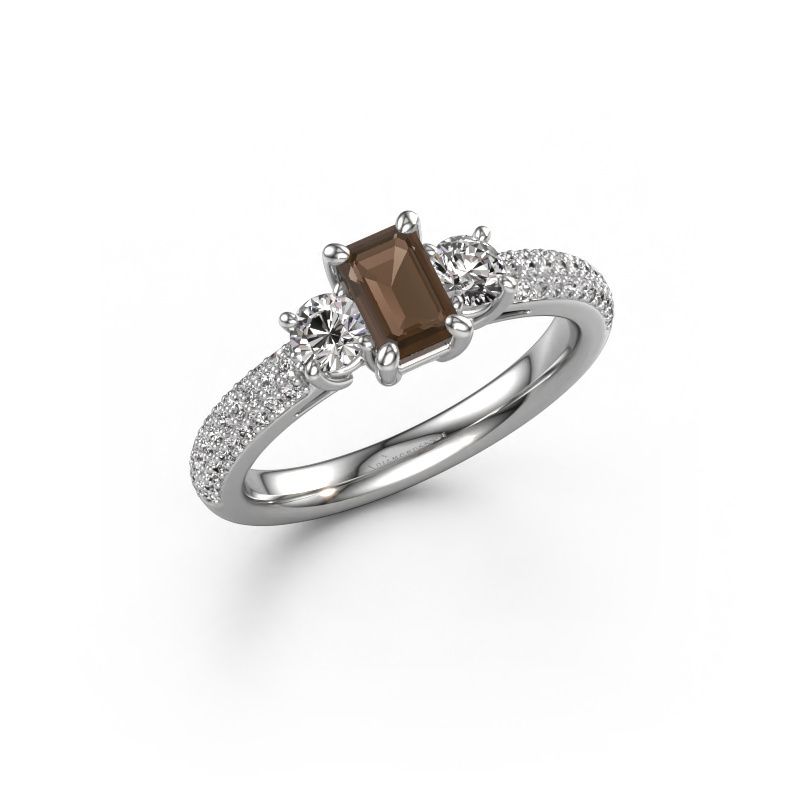 Verlovingsring Marielle EME 585 witgoud rookkwarts 6x4 mm
