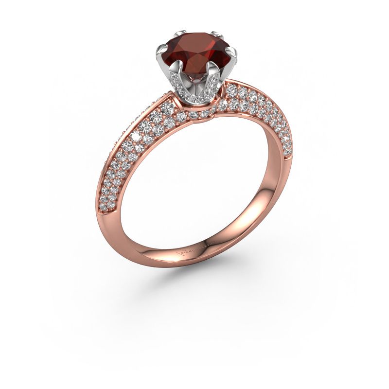 Bague de fiançailles Abby 585 or rose grenat 6.5 mm