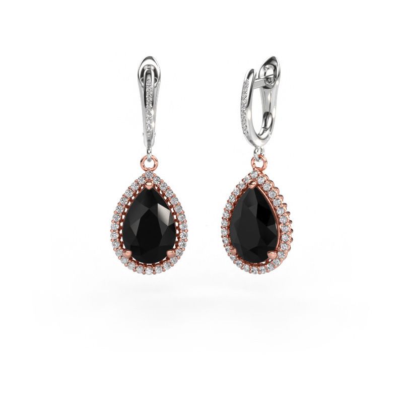 Drop earrings Tilly per 4 585 rose gold black diamond 3.60 crt