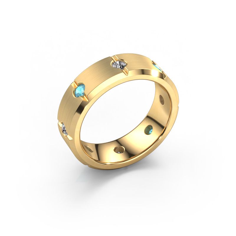 Men's ring Irwin 585 gold blue topaz 2.7 mm