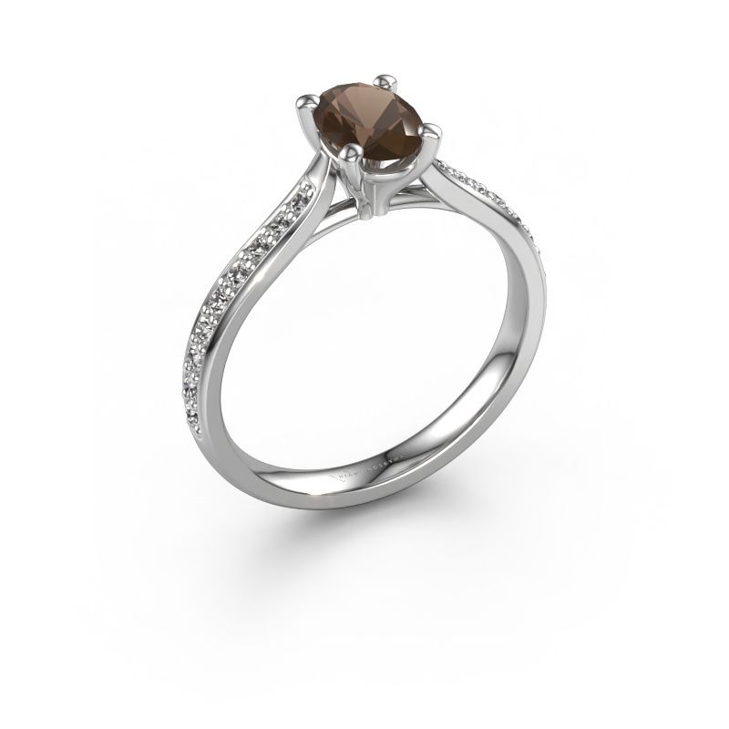 Verlobungsring Mignon OVL 2 585 Weißgold Rauchquarz 7x5 mm